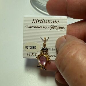 🛑SOLD 🛑14kGold over sterling Pink Birthstone Pendant/charm. NWT Vintage